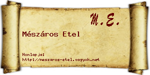Mészáros Etel névjegykártya